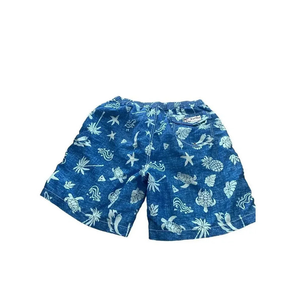 Trunks Men's Blue Coral Reef Hawaiian Print Swim Trunks Shorts Size Large - Picture 3 of 6